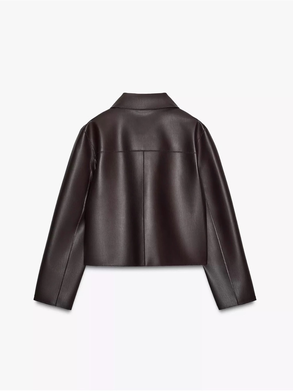Zara Brown Faux Leather Cropped Jacket - Picture 2 of 7
